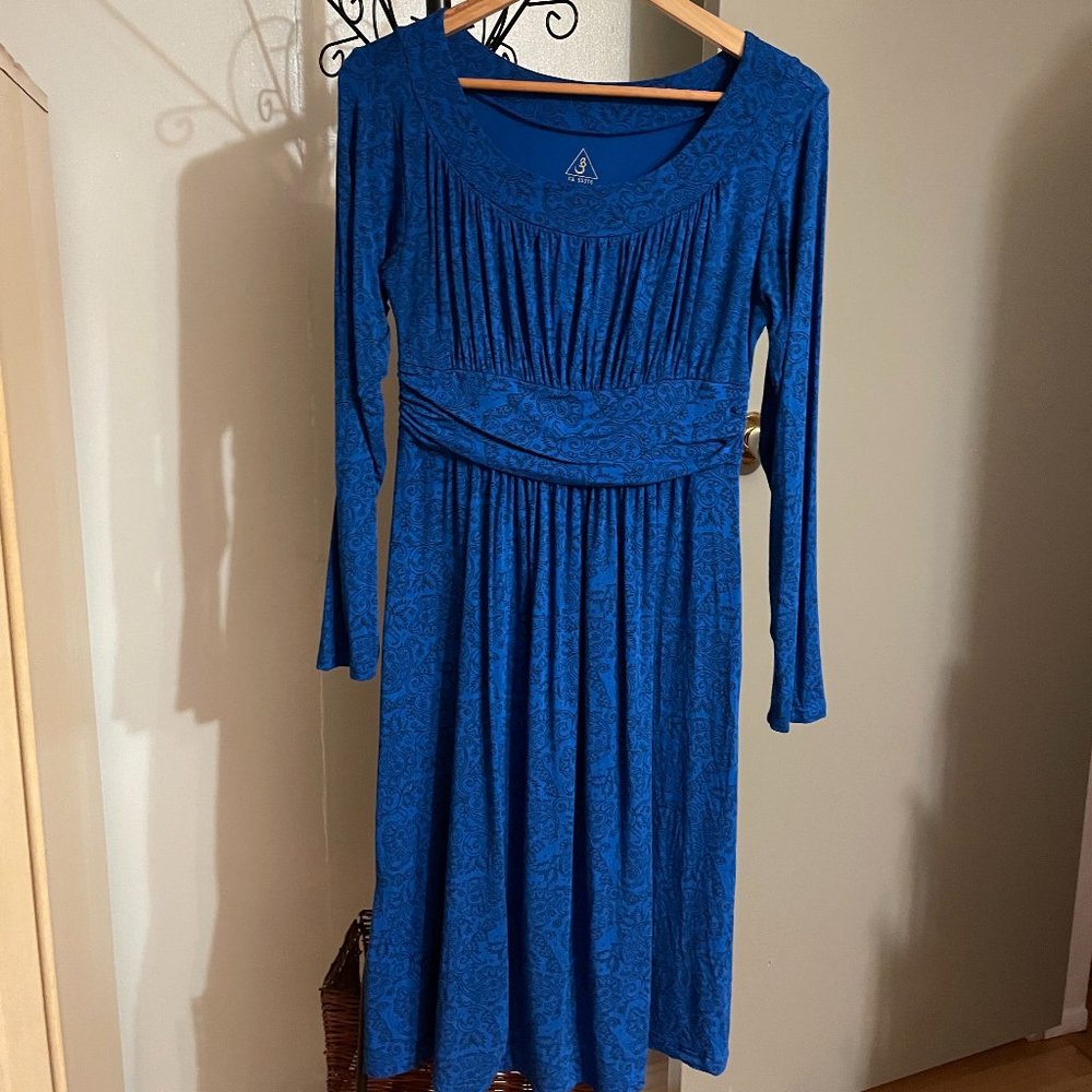 BLUE SKY Blue Black Long Sleeve  Bamboo Dress